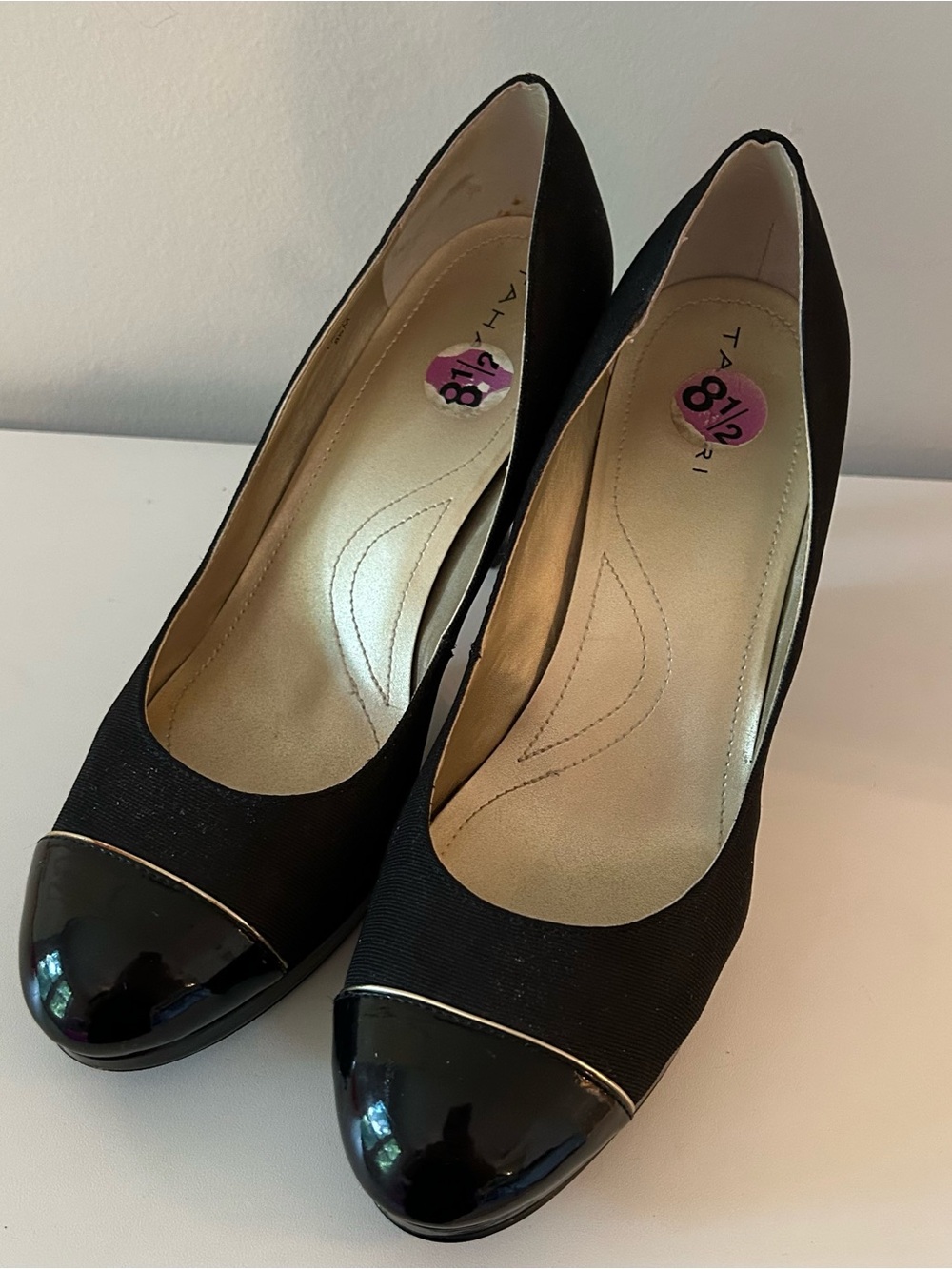 Tahari, Laurie Black Cap-Toe Pump - Classic Women's Heels